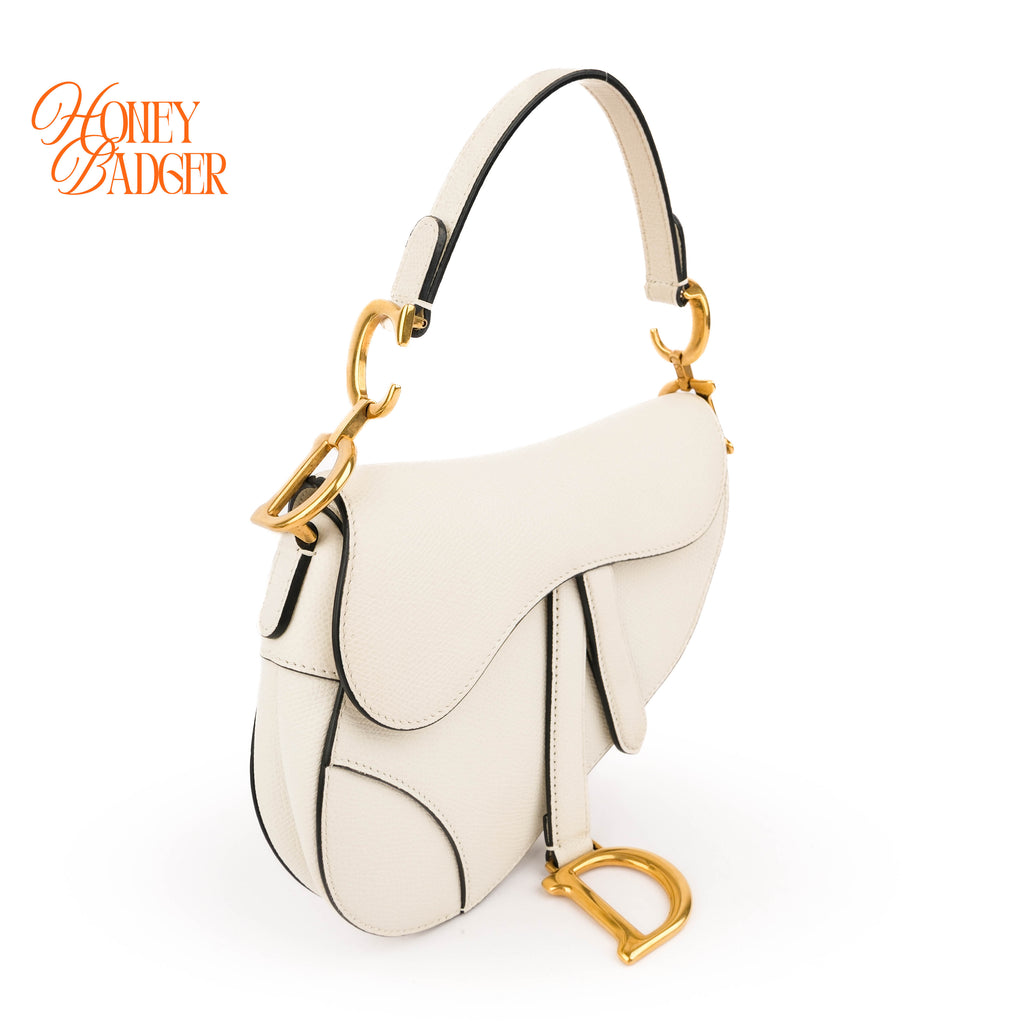 Dior Handbag 2WAY Shoulder Bag White Saddle Small Calfskin