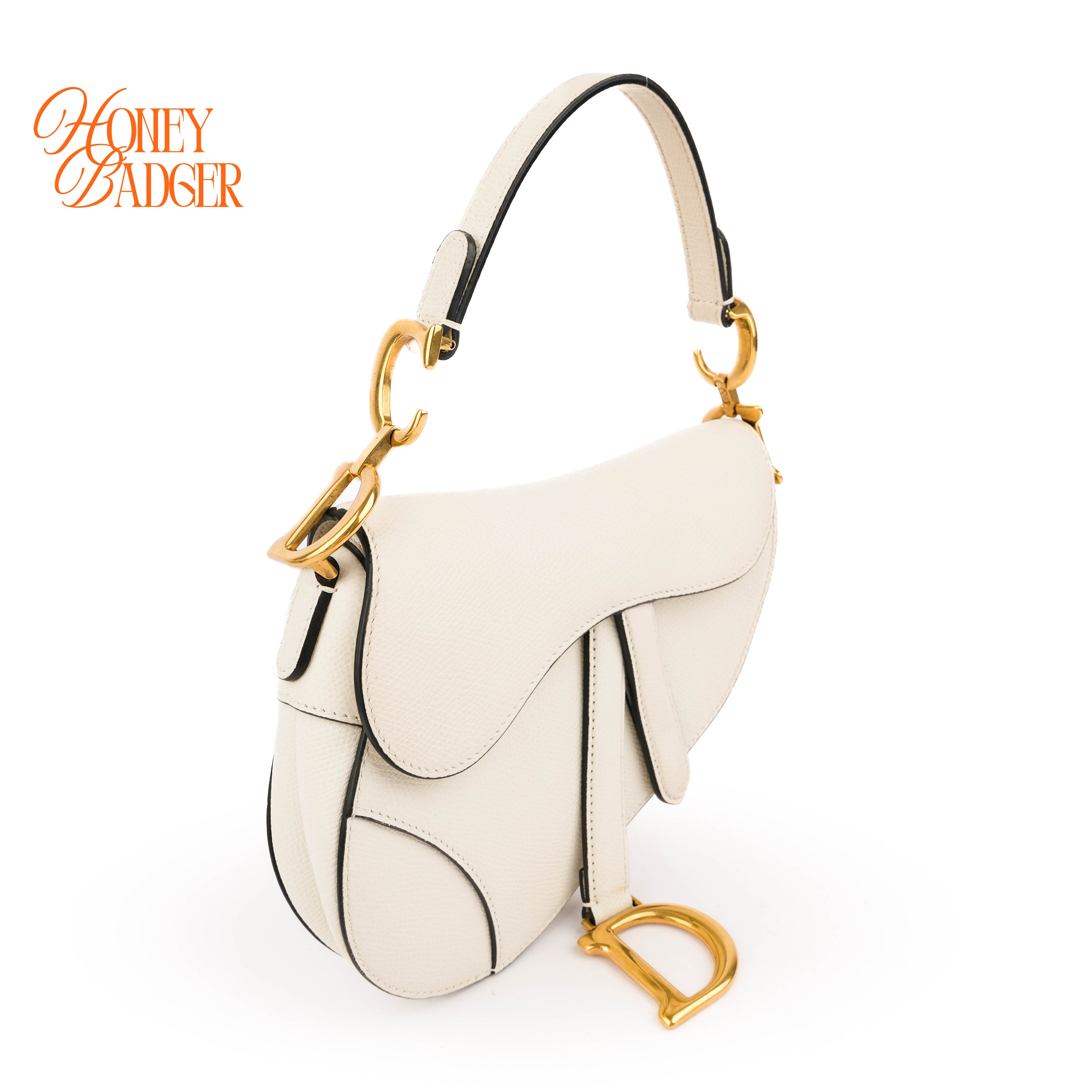 Dior Handbag 2WAY Shoulder Bag White Saddle Small Calfskin