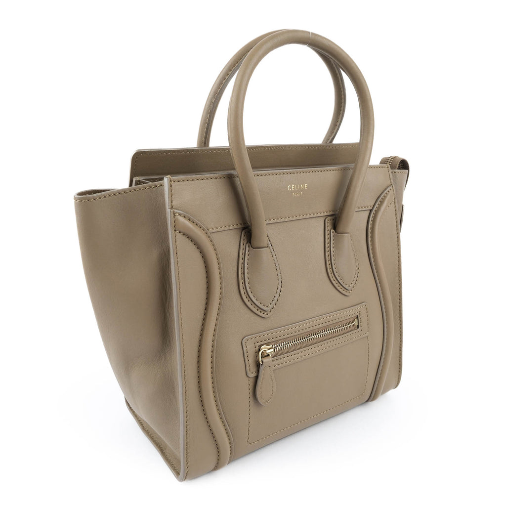 Celine Medium Luggage Tote - Taupe Smooth Leather Gold Hardware
