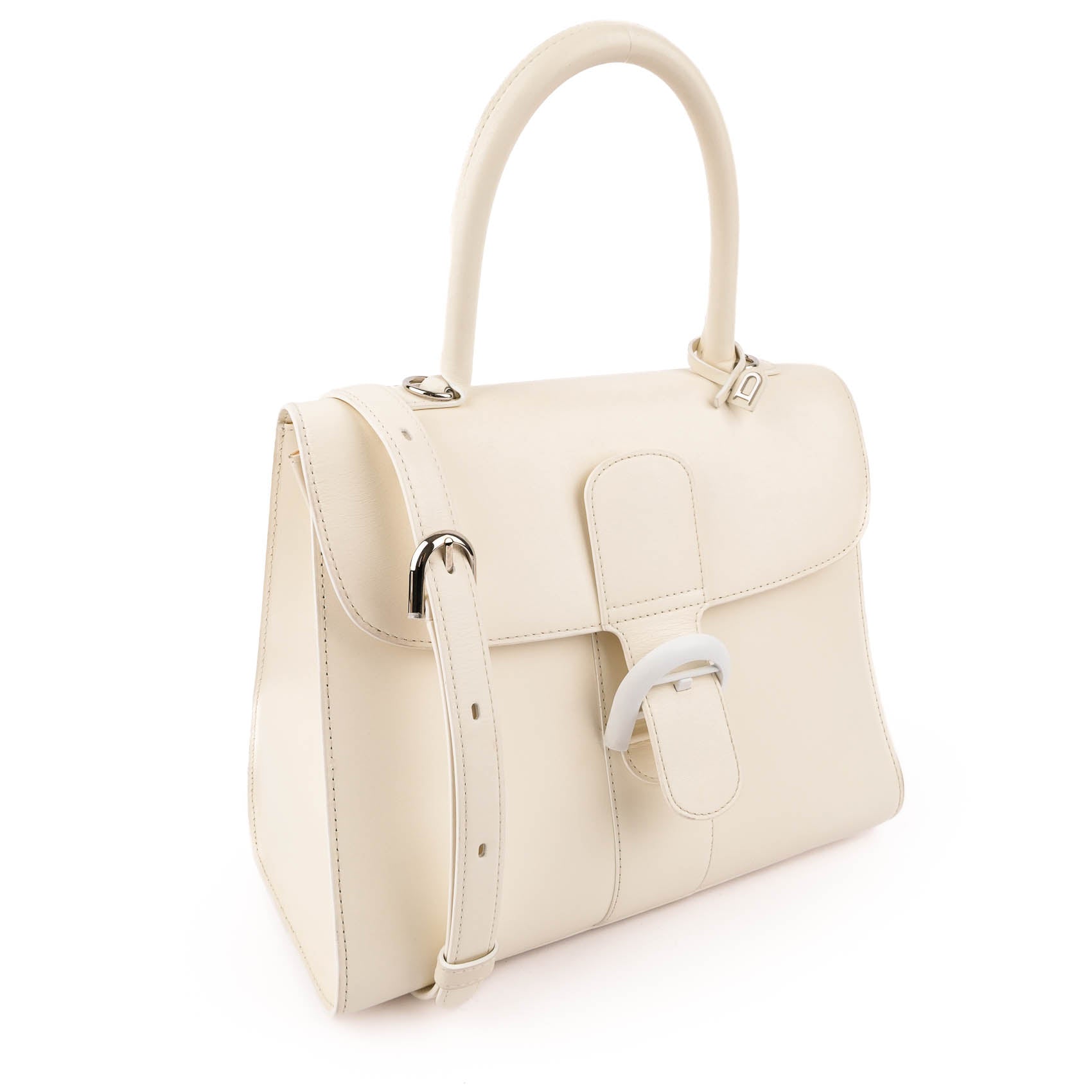 Delvaux Brillant MM (Medium) in White Leather