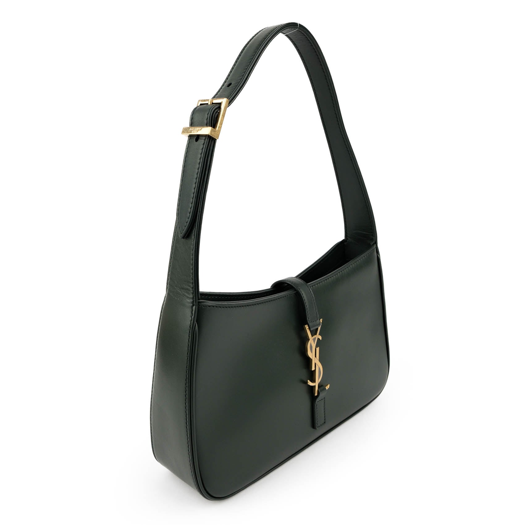 Saint Laurent Paris Le 5 à 7 Shoulder Bag 657228 Smooth Calfskin Leather Green Gold Hardware