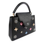 Louis Vuitton Capucines PM M54311 Black Taurillon Leather Monogram Flower Studs 2-Way Handbag RFID