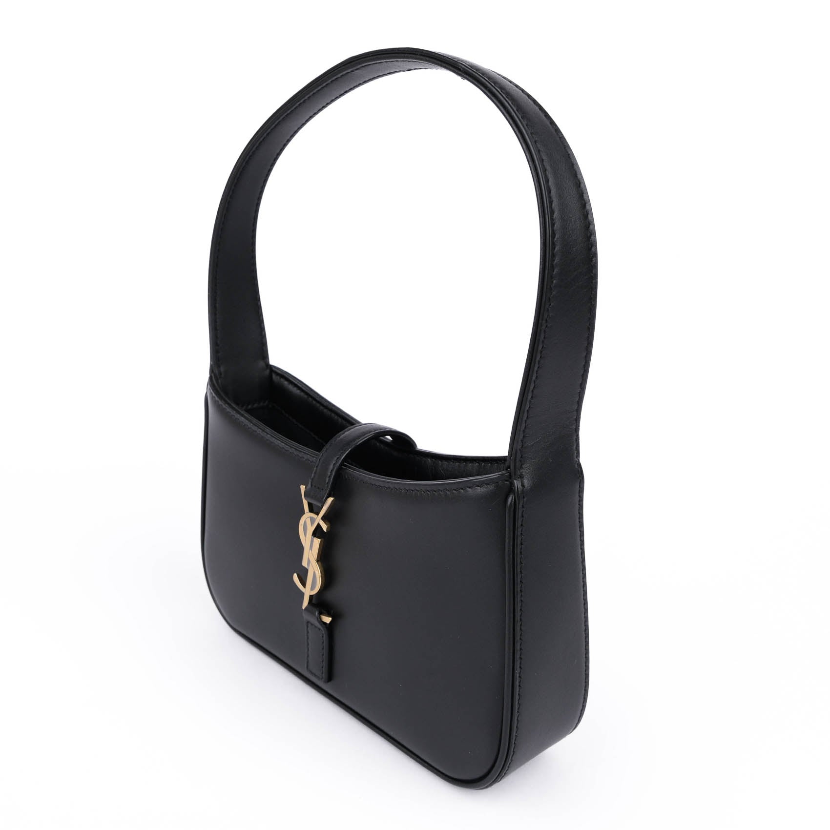 Saint Laurent Le 5 à 7 Small Hobo Bag Smooth Leather Black Gold Hardware 710318