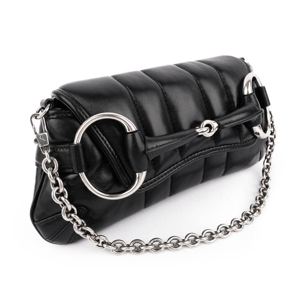 Gucci Small Horsebit Chain Shoulder Bag Black