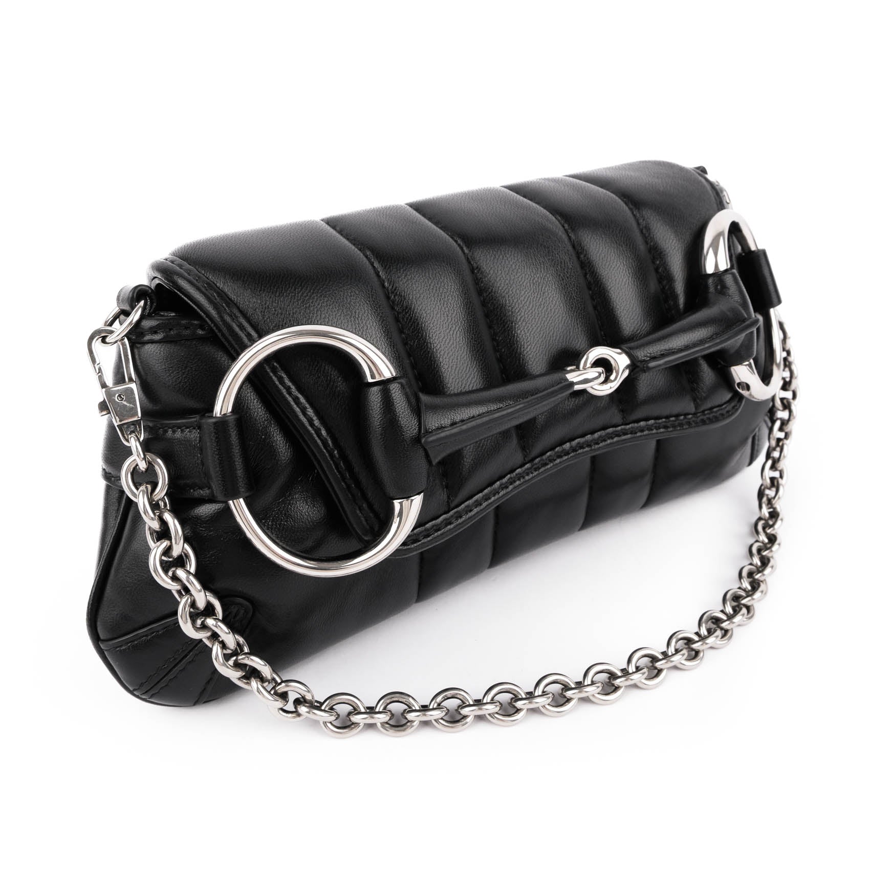 Gucci Small Horsebit Chain Shoulder Bag Black
