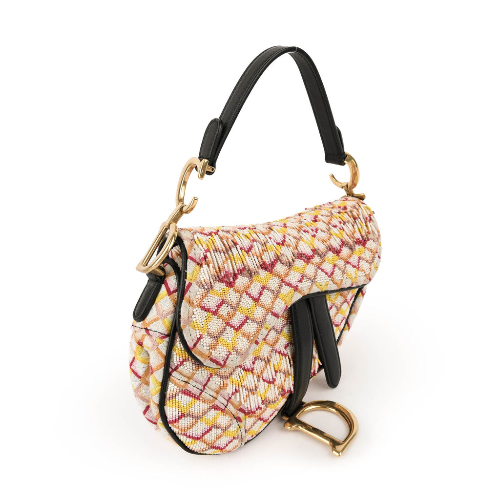 Christian Dior Beaded Saddle Bag with Embroidered Strap