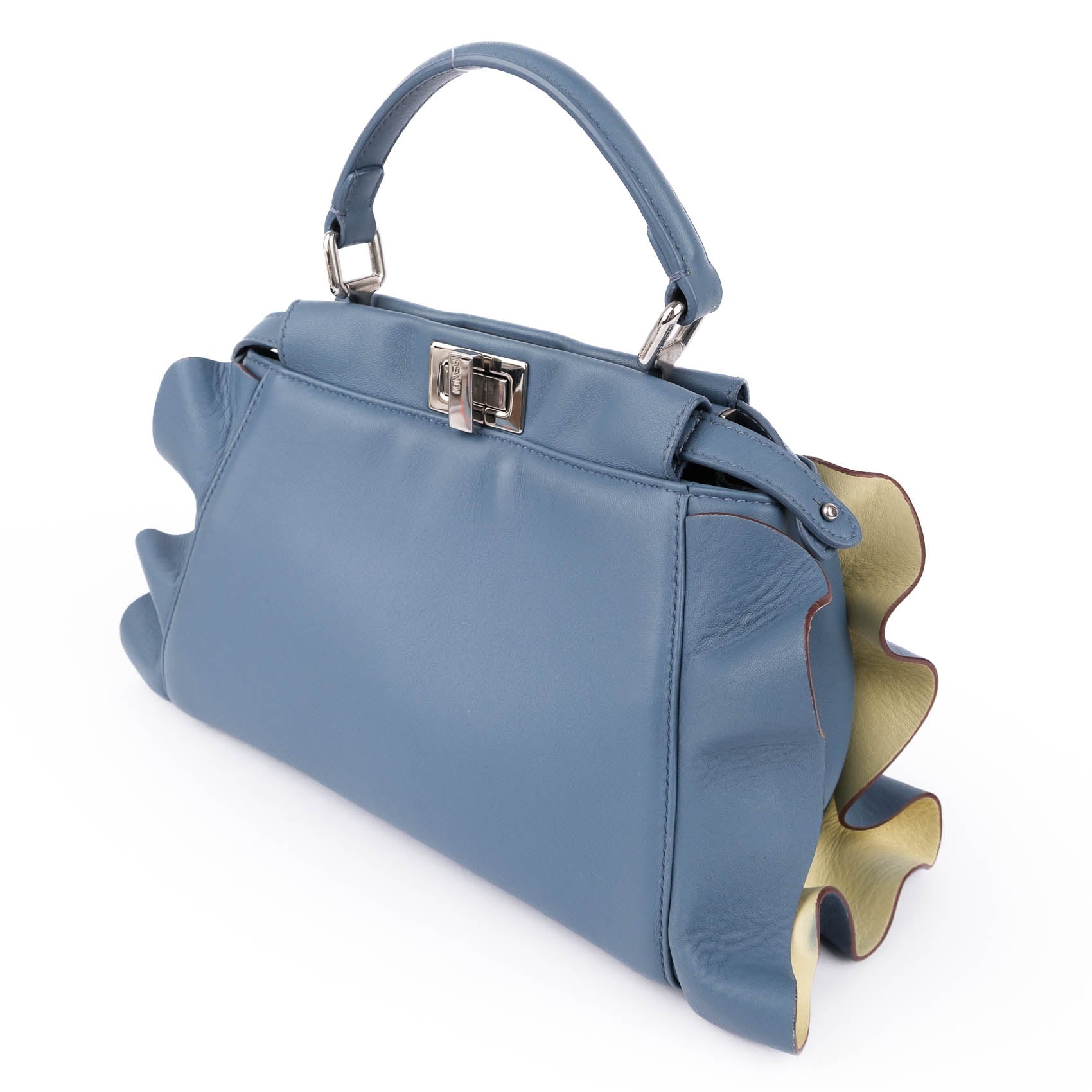 Fendi Mini Peekaboo Leather 2‑Way Handbag – Blue (8BN244)