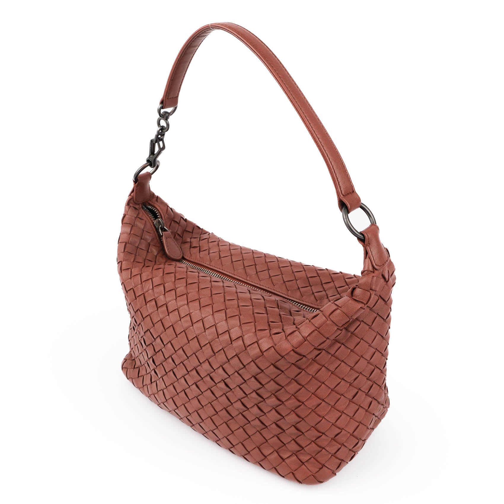 Bottega Veneta Intrecciato Nappa Leather Shoulder Bag – Terracotta Brown