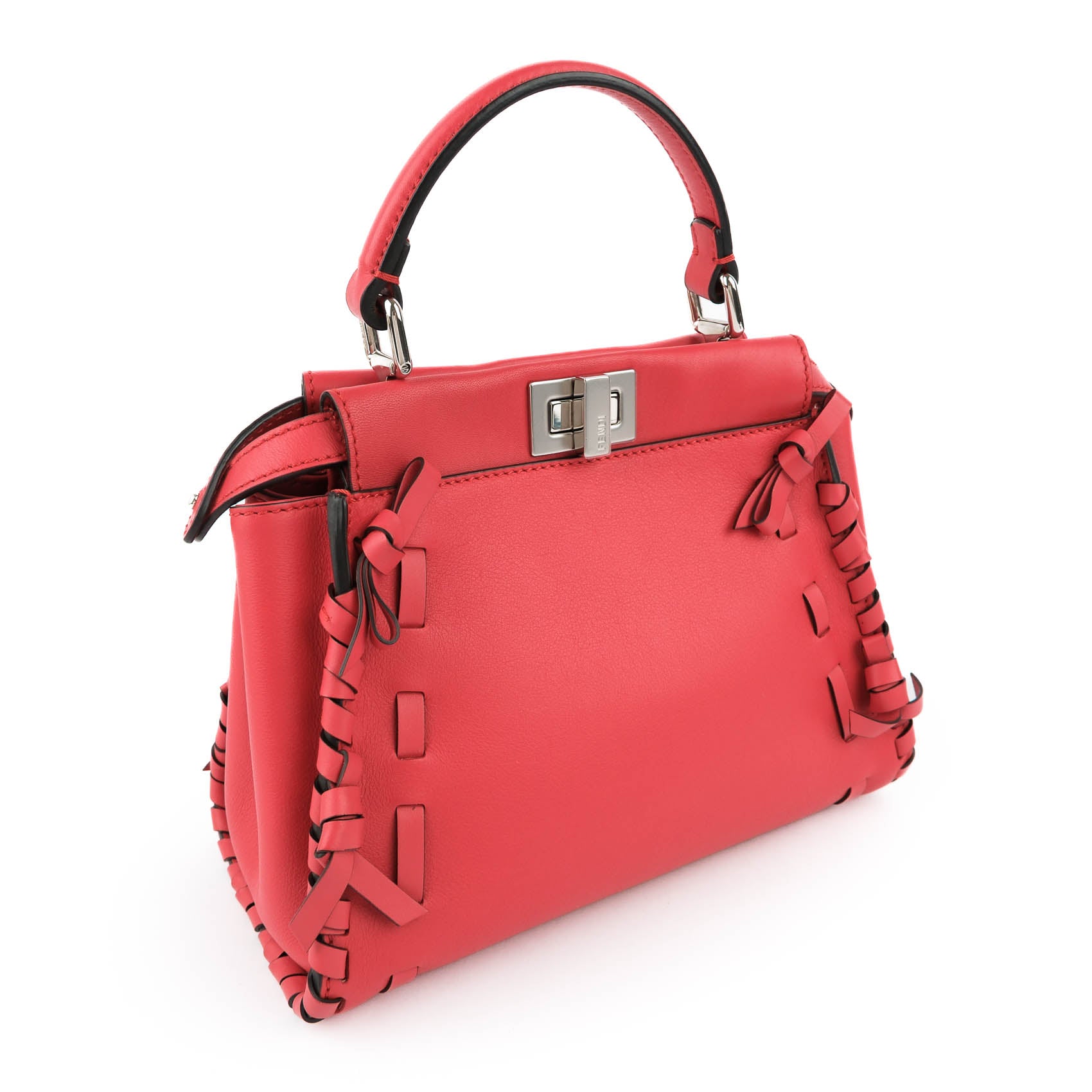 Fendi Mini Peekaboo Lace-Up Sides in Red Calfskin 8BN244
