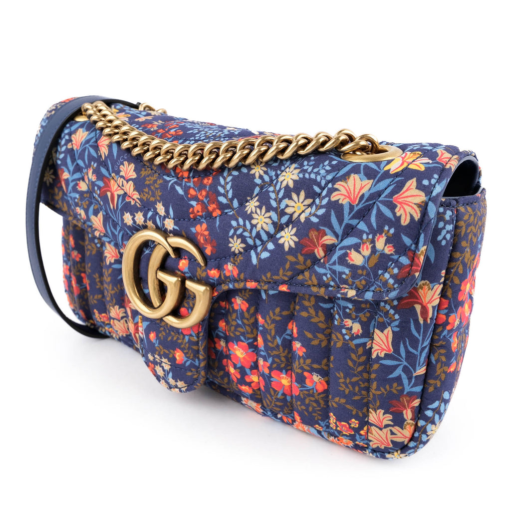 Gucci Small GG Marmont Floral Print Canvas Shoulder Bag