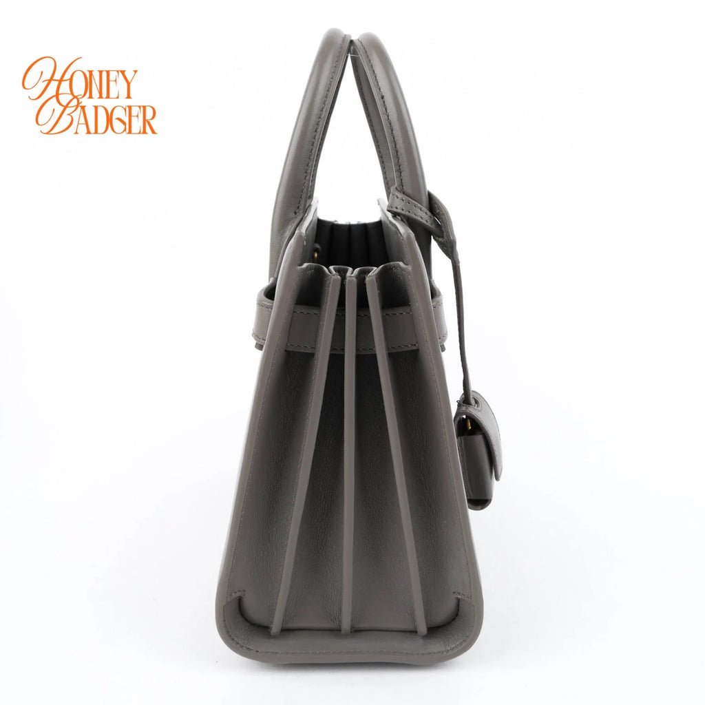 Saint Laurent Sac de Jour Nano Smooth Calfskin Urban Grey Bronze Hardware Rank A