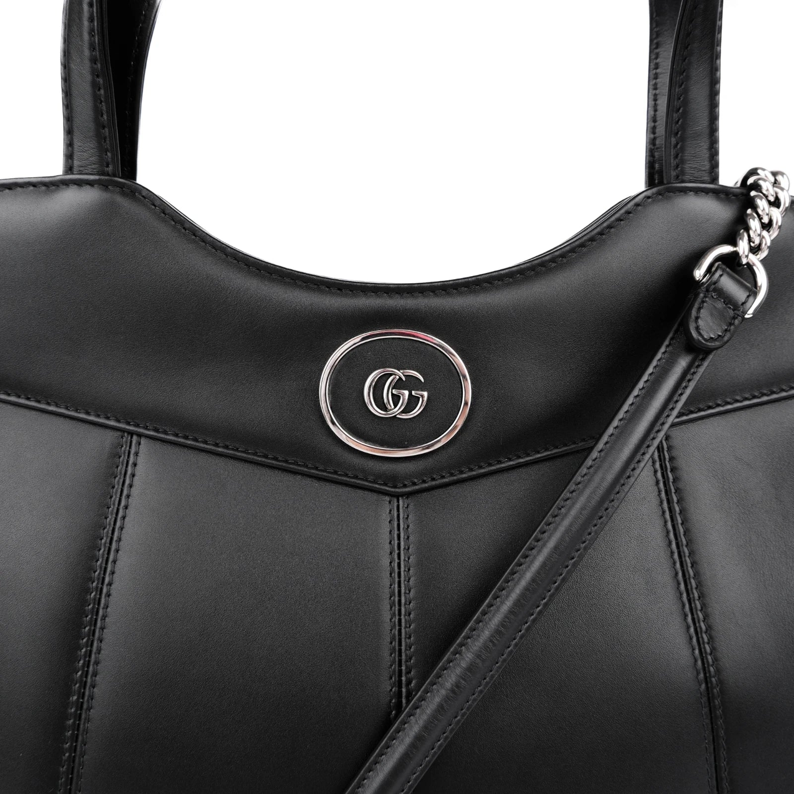 Gucci Petit GG Large Black Leather 2Way Handbag 745918 Rank A