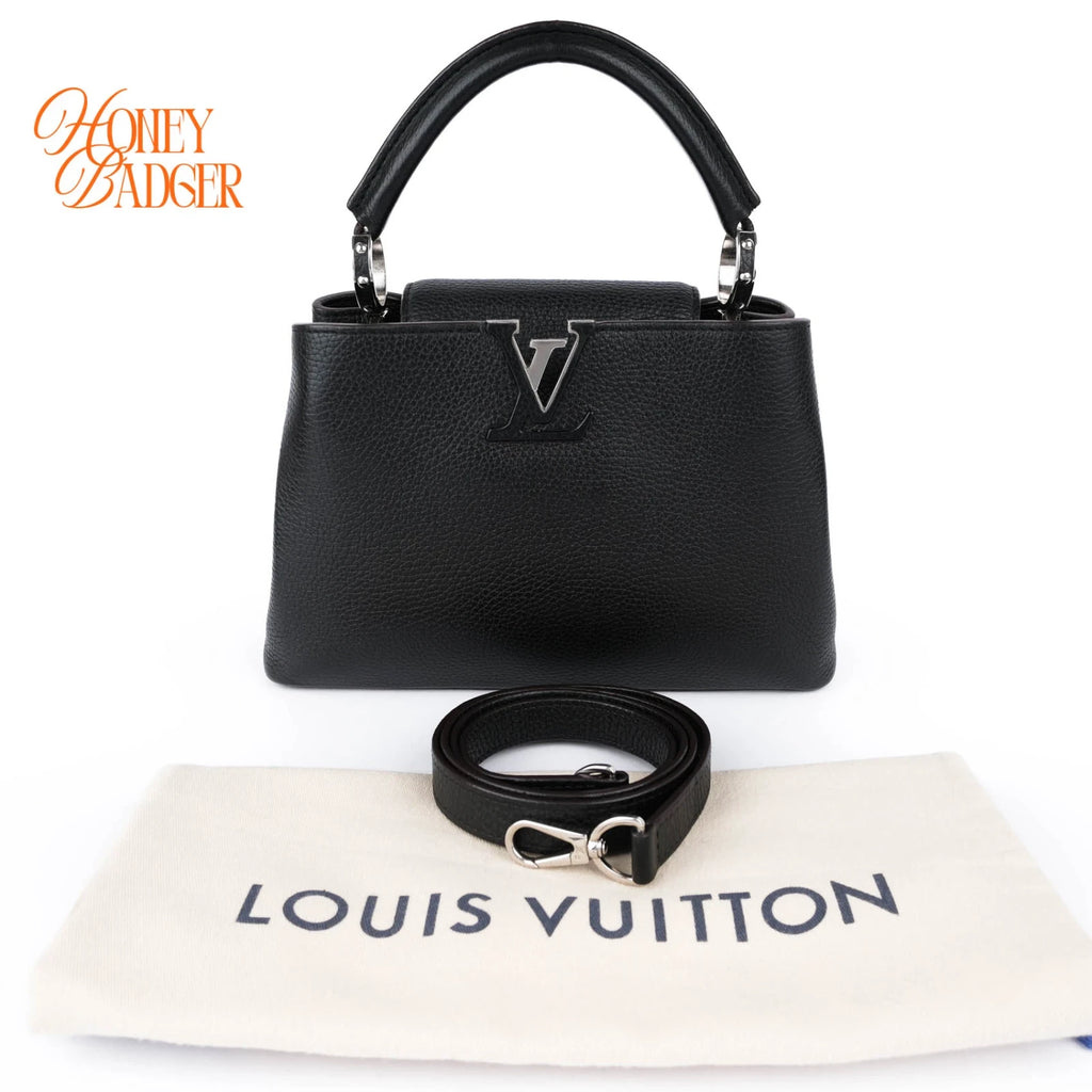 Louis Vuitton Capucines BB Taurillon Grained Leather Black Silver Hardware Rank A