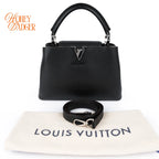 Louis Vuitton Capucines BB Taurillon Grained Leather Black Silver Hardware Rank A