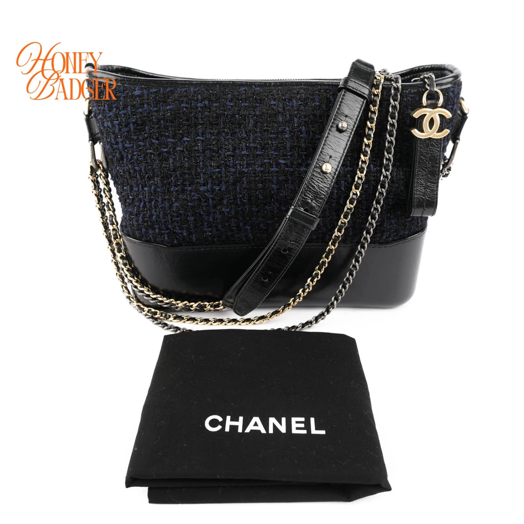 Chanel Gabrielle de Chanel Hobo Medium Tweed Navy Black