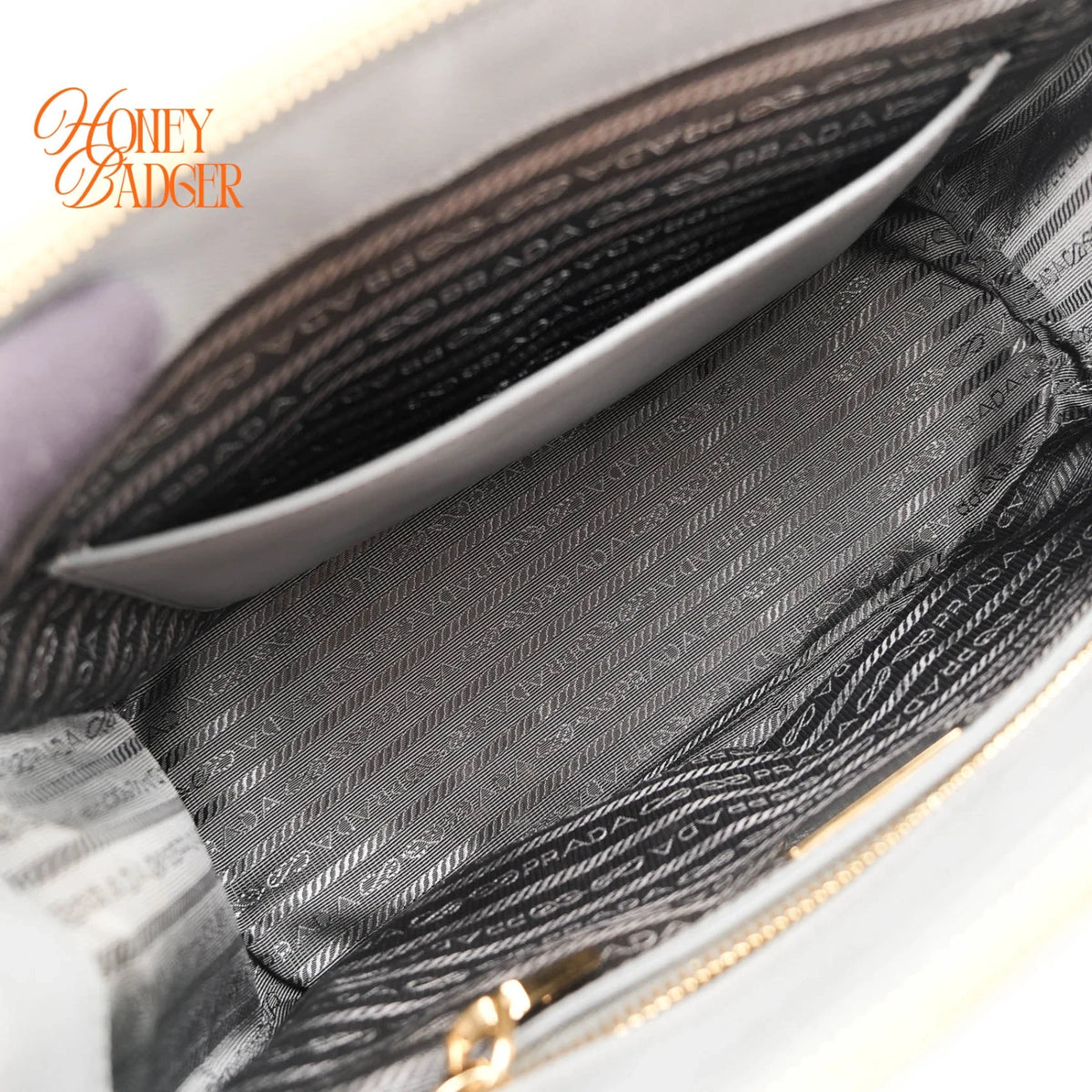 Prada Galleria Medium Saffiano Leather Gray Gold Hardware Rank A