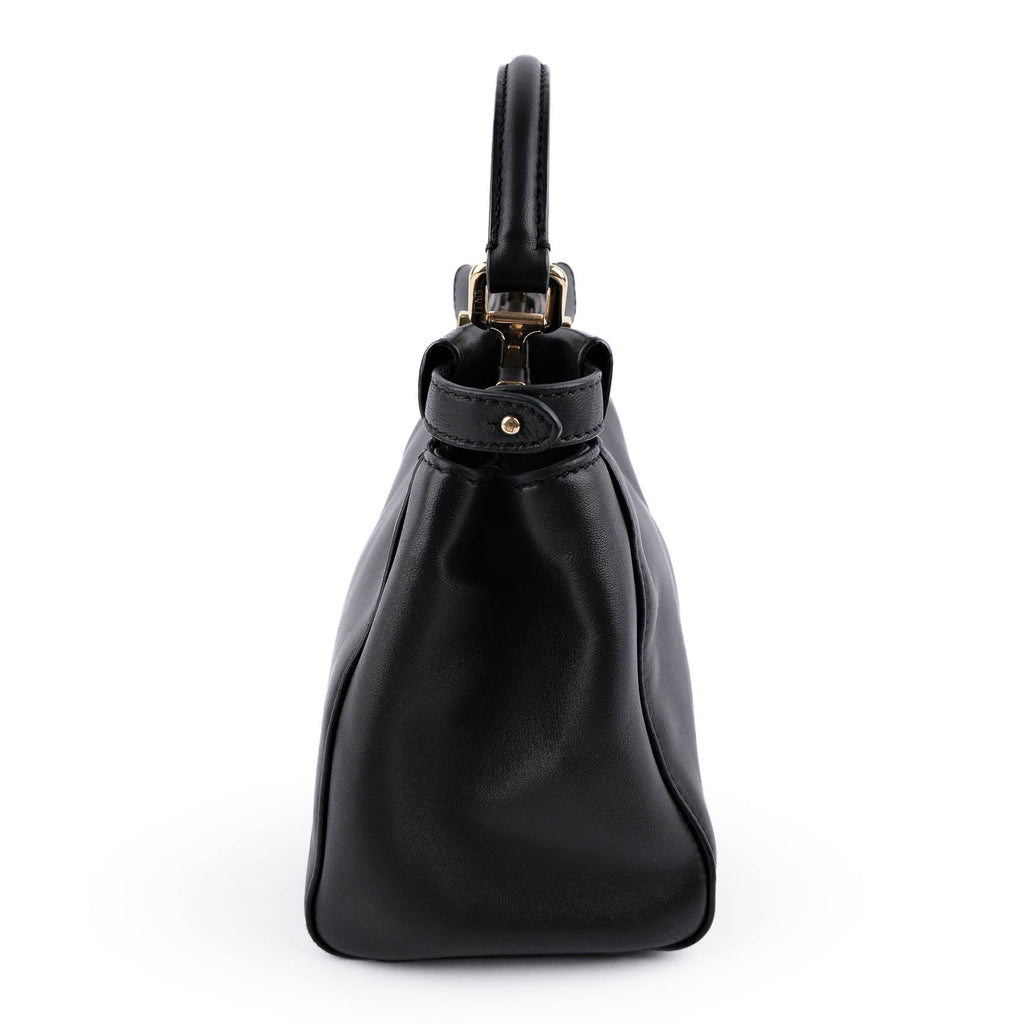 FENDI Mini Peekaboo Black Leather 2WAY Handbag 8BN244