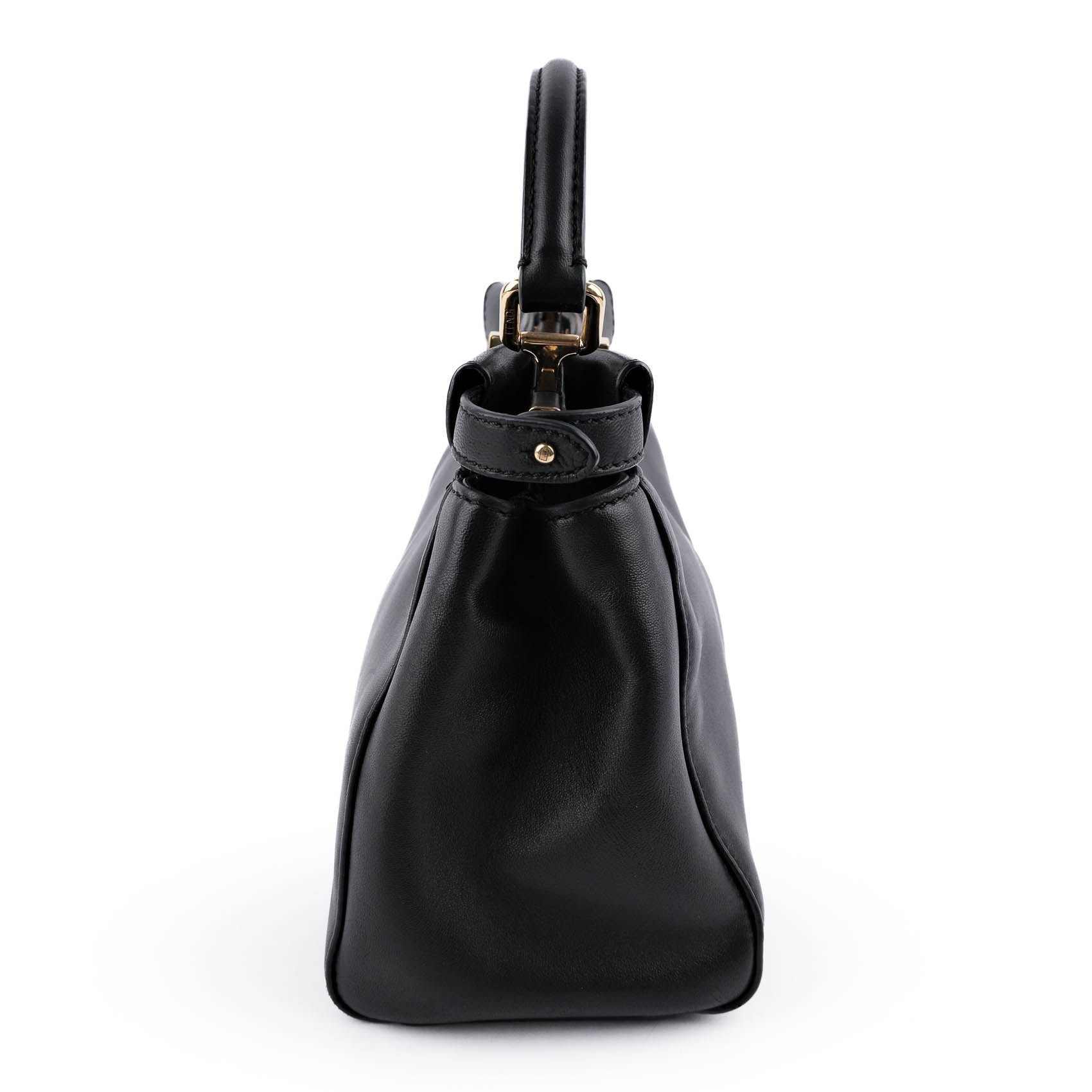 FENDI Mini Peekaboo Black Leather 2WAY Handbag 8BN244