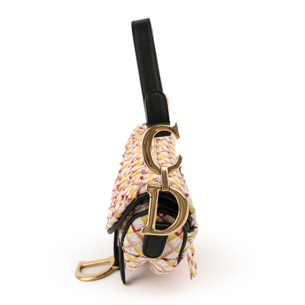 Christian Dior Beaded Saddle Bag with Embroidered Strap