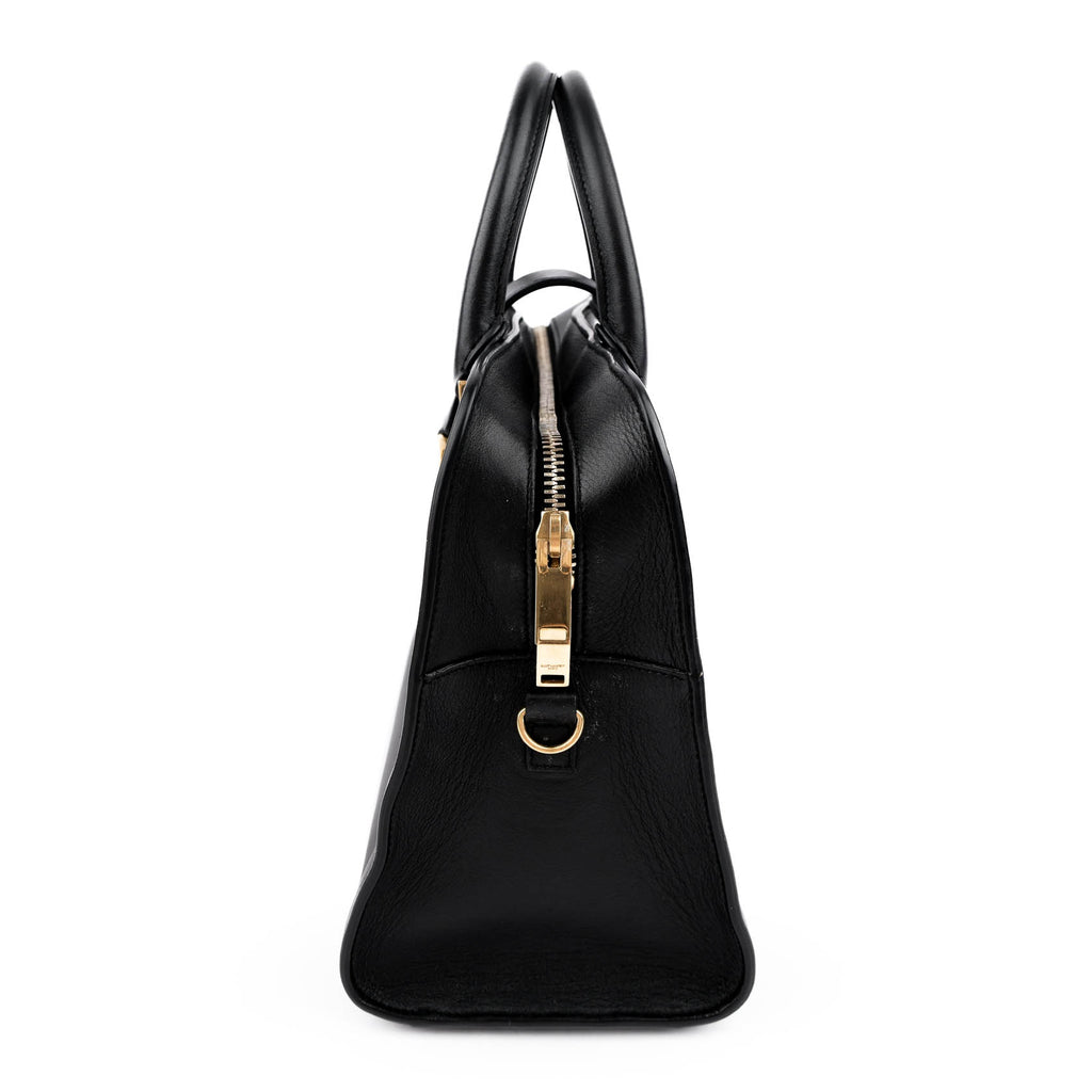 Saint Laurent Paris Monogram Baby Cabas 2-Way Handbag Smooth Leather Black Gold Hardware