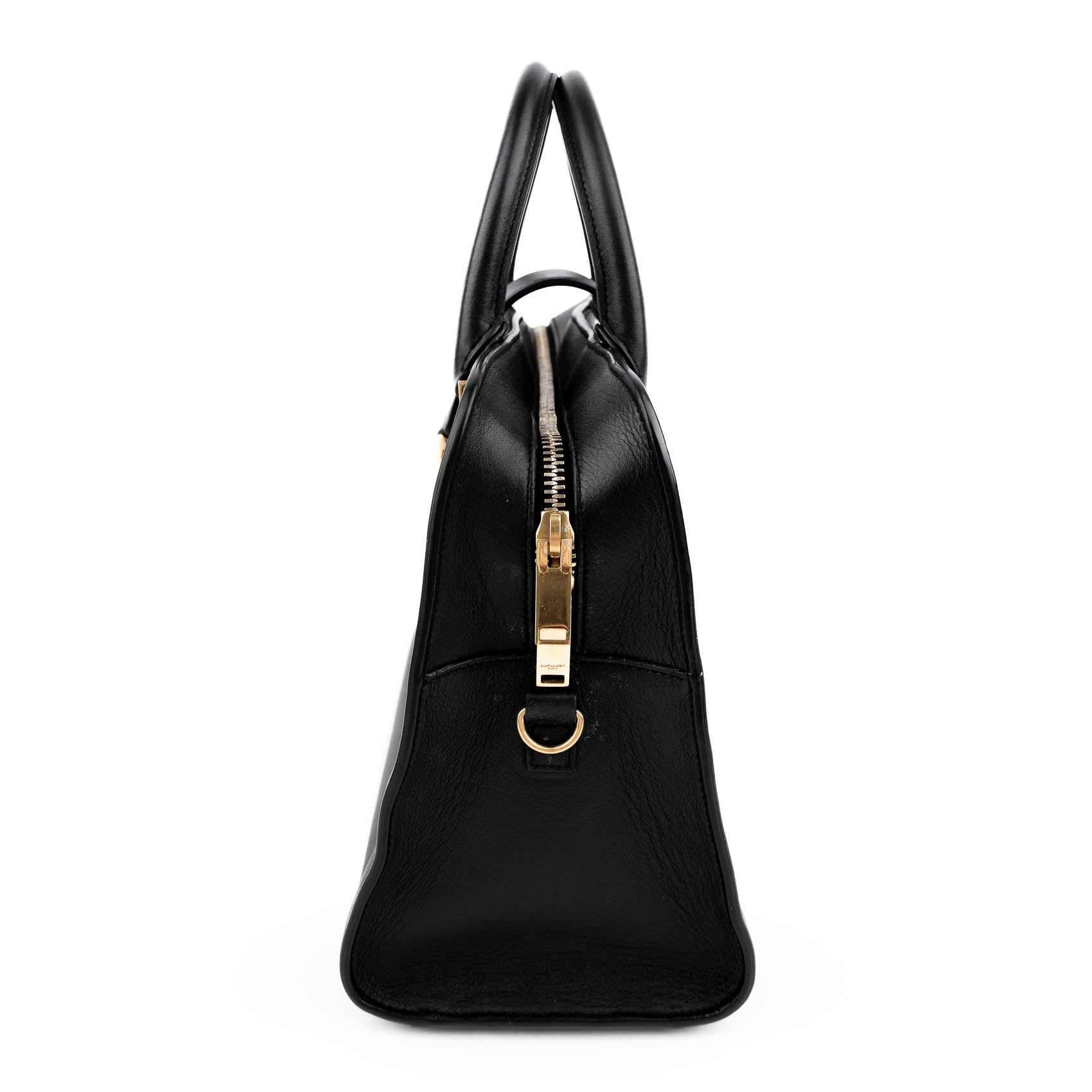 Saint Laurent Paris Monogram Baby Cabas 2-Way Handbag Smooth Leather Black Gold Hardware