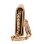 Saint Laurent Paris Becky Leather Chain Wallet in Beige