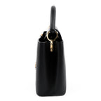 Louis Vuitton Capucines PM M54311 Black Taurillon Leather Monogram Flower Studs 2-Way Handbag RFID