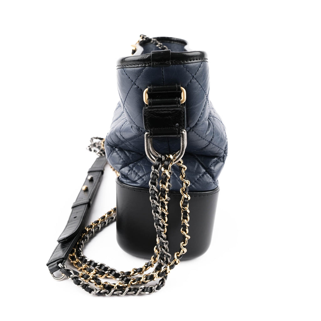 Chanel Gabrielle Medium Hobo Bag Navy Blue & Black Aged Calfskin AS1521