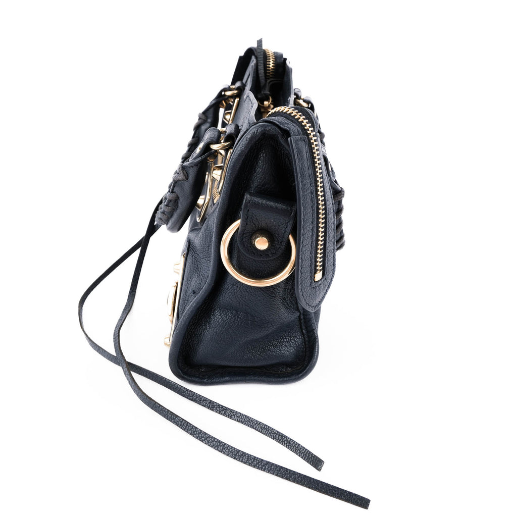 Balenciaga Classic City Mini Navy Leather Shoulder Mini City Crossbody Bag 309544