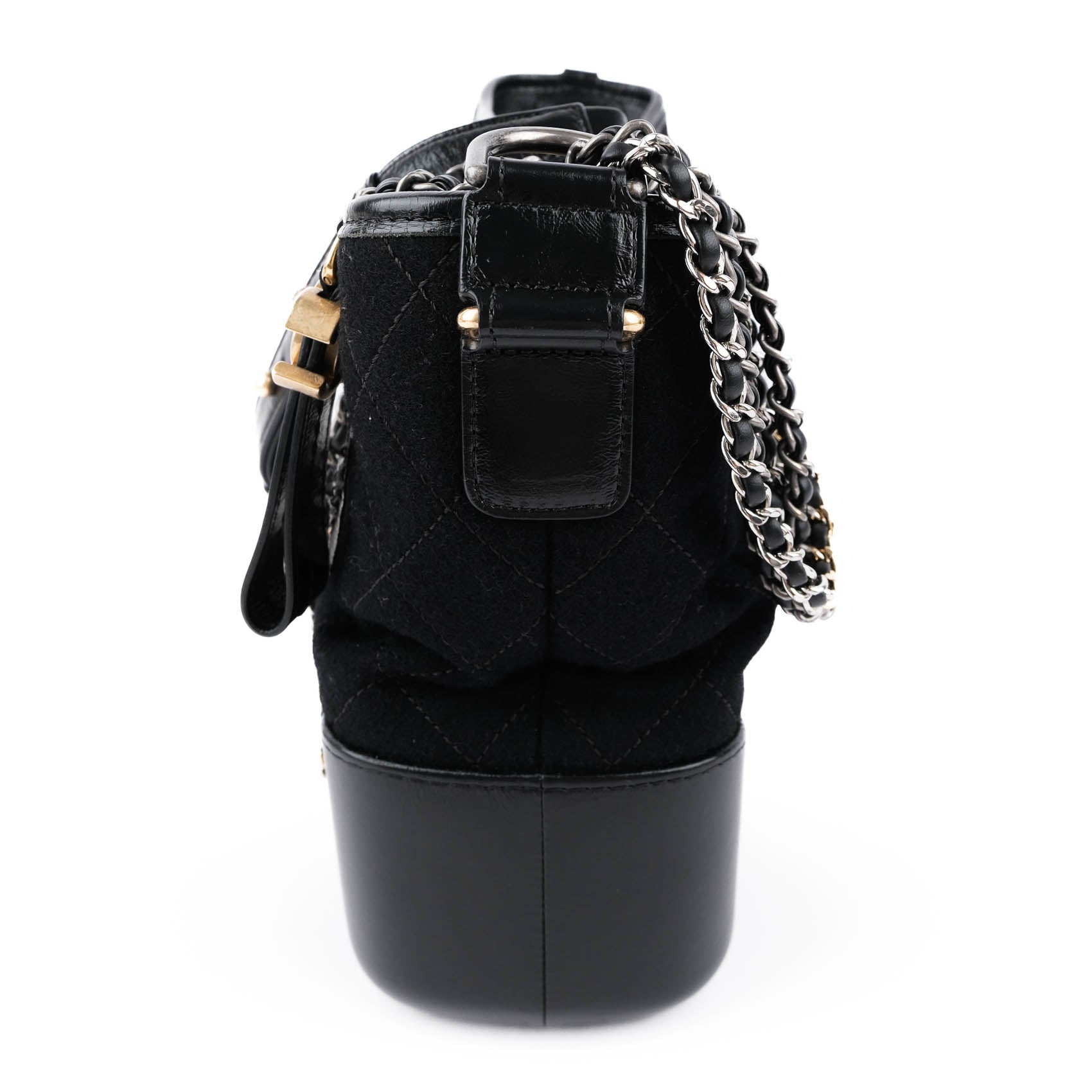 Chanel Medium Gabrielle Hobo Bag in Black Felt and Calfskin