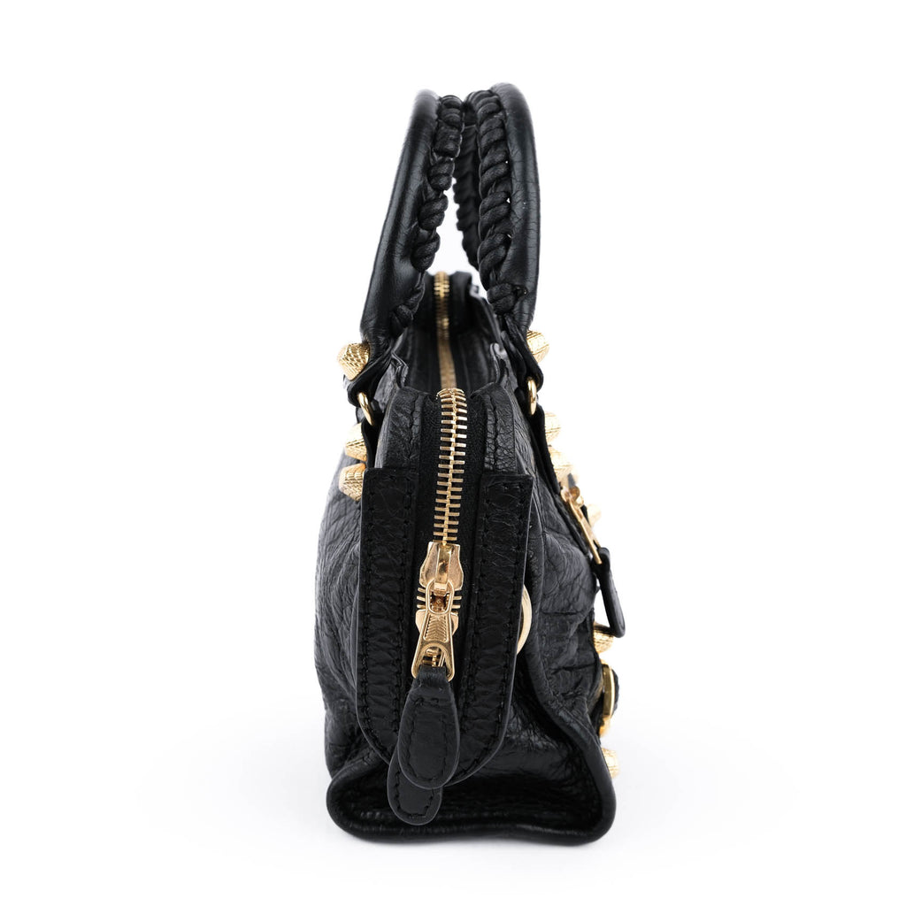 Balenciaga Classic City Mini with Giant 12 Gold Hardware (Black Lambskin)