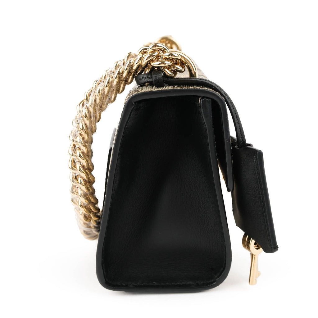 Gucci Padlock Small Shoulder Bag 409487 GG Supreme Gold Bee Print Beige Black