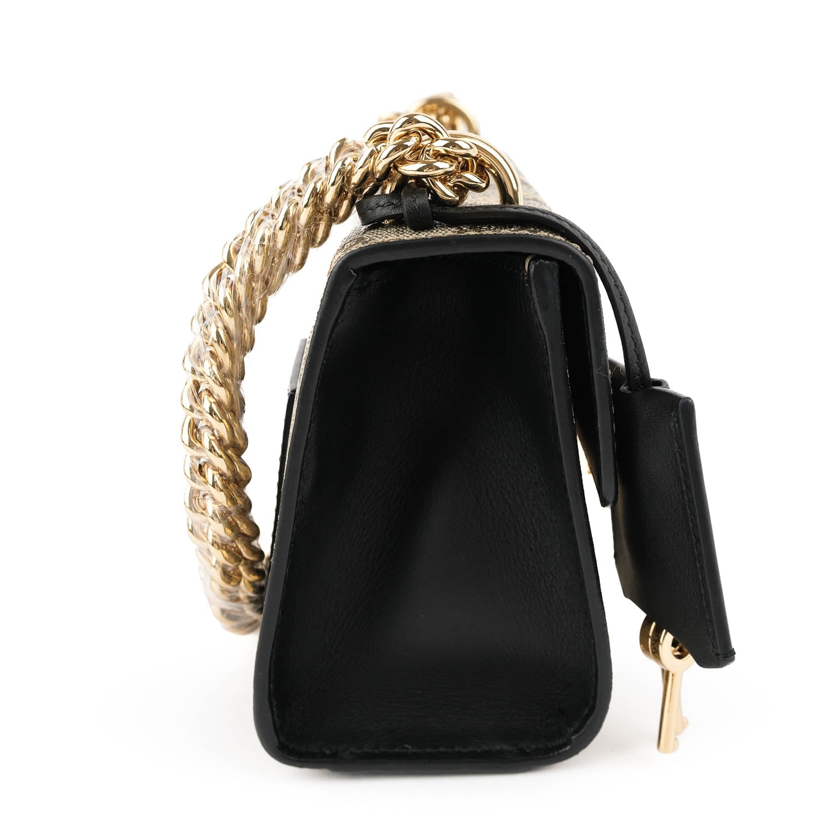 Gucci Padlock Small Shoulder Bag 409487 GG Supreme Gold Bee Print Beige Black
