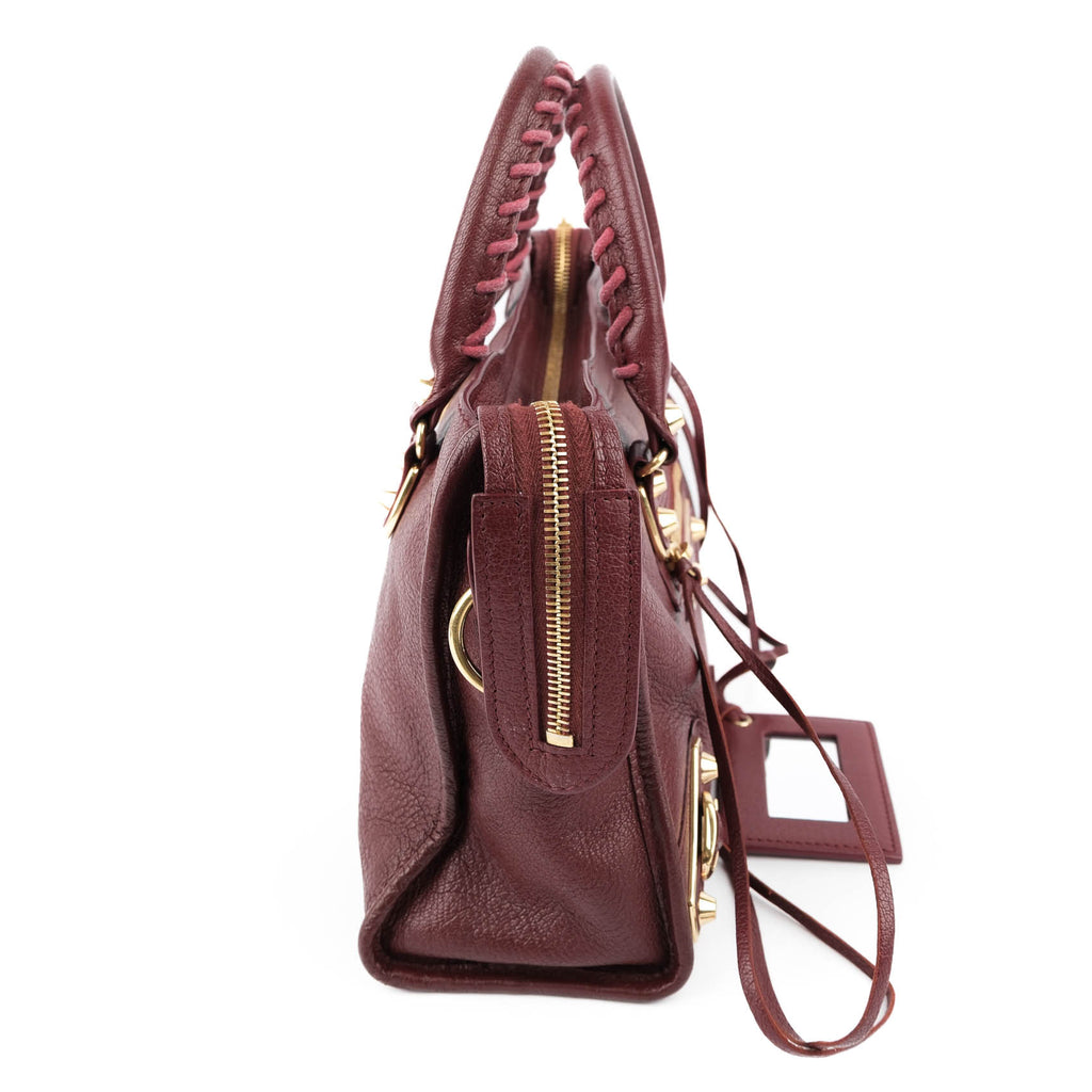 Balenciaga Classic Metallic Edge Small City - Bordeaux