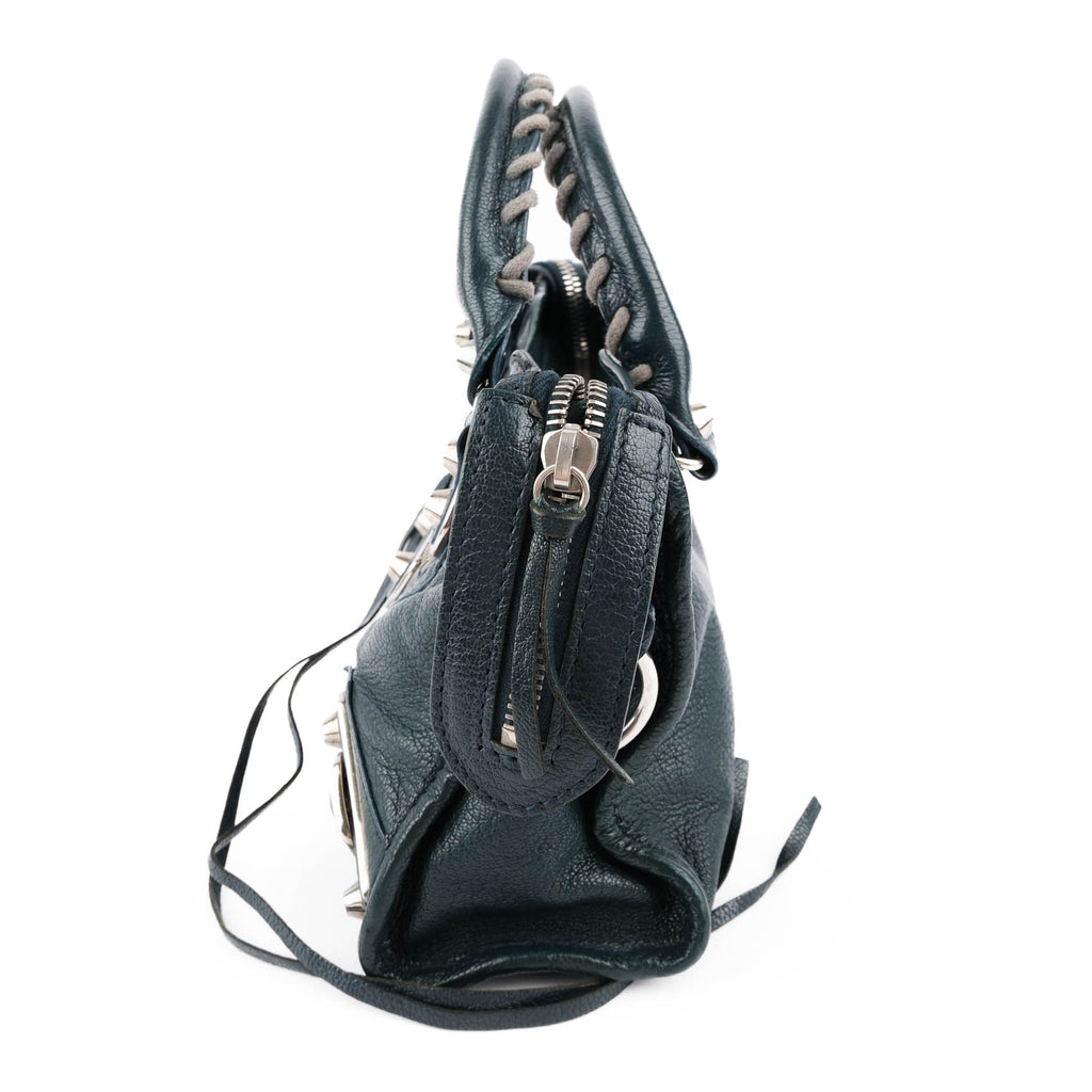 Balenciaga Classic Metallic Edge Mini City Leather 2-Way Handbag Green