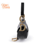 Dior Small Saddle Bag Black Smooth Calfskin Shoulder Bag Antique Gold Hardware