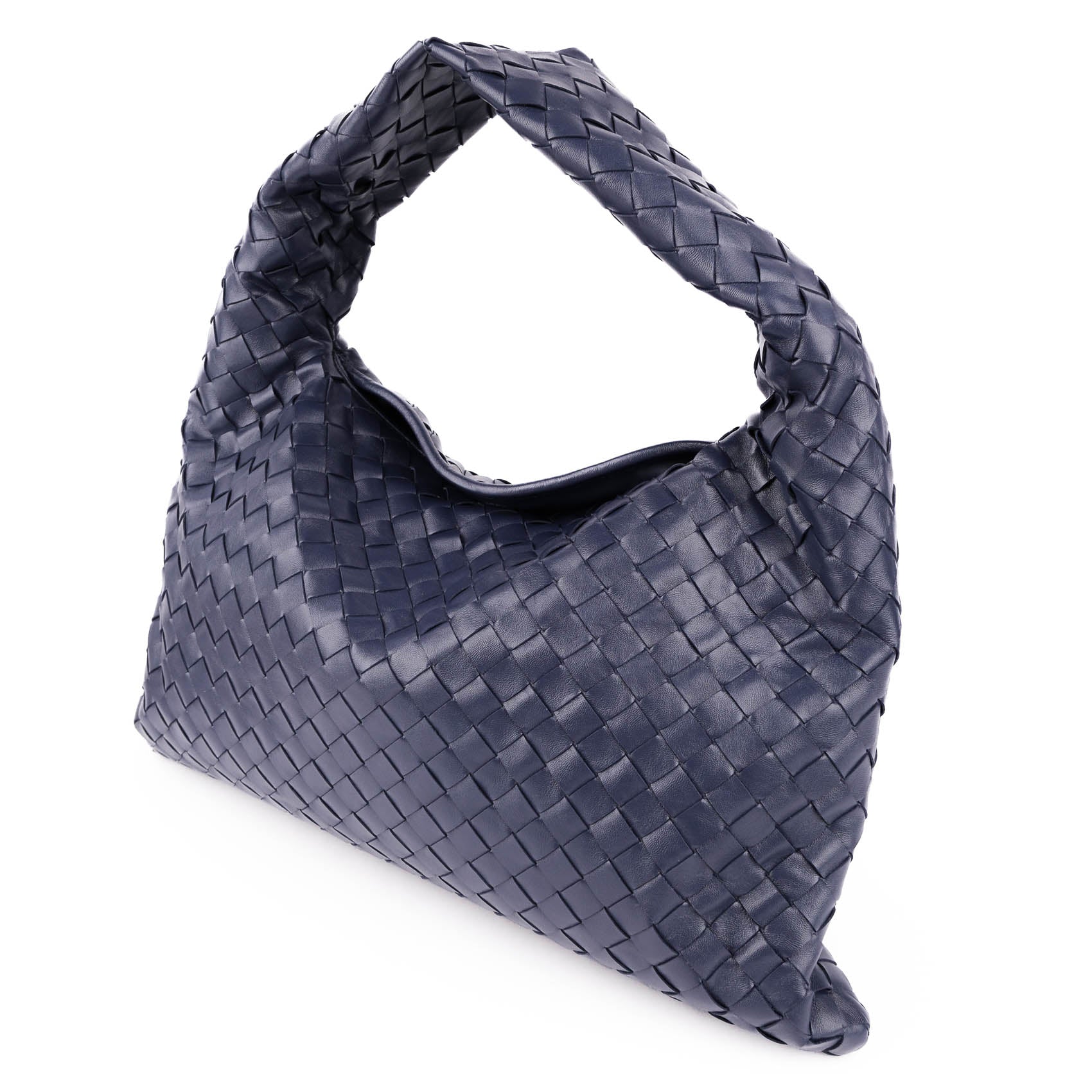 Bottega Veneta Medium Hop Intrecciato Leather Hobo Bag - Navy