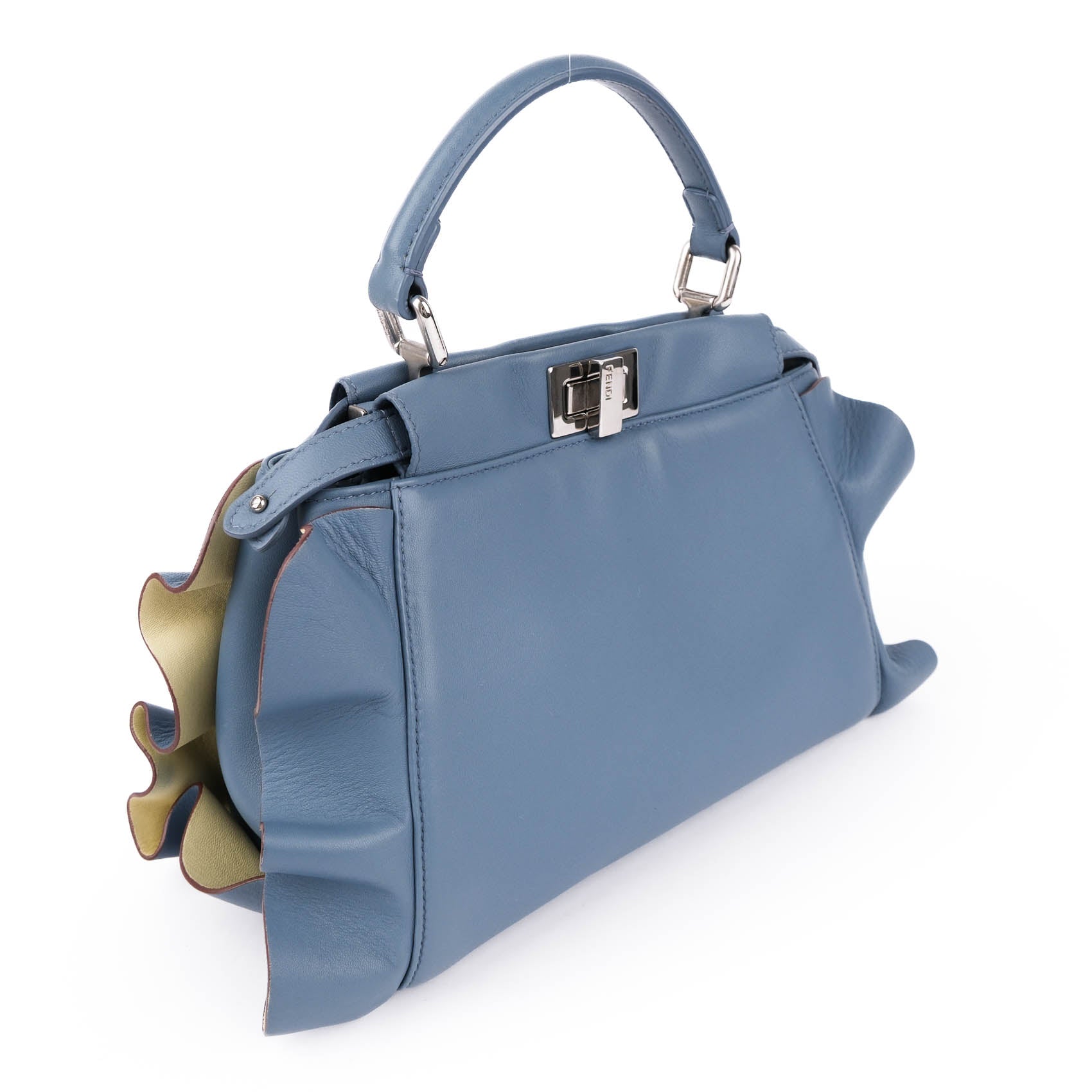 Fendi Mini Peekaboo Leather 2‑Way Handbag – Blue (8BN244)
