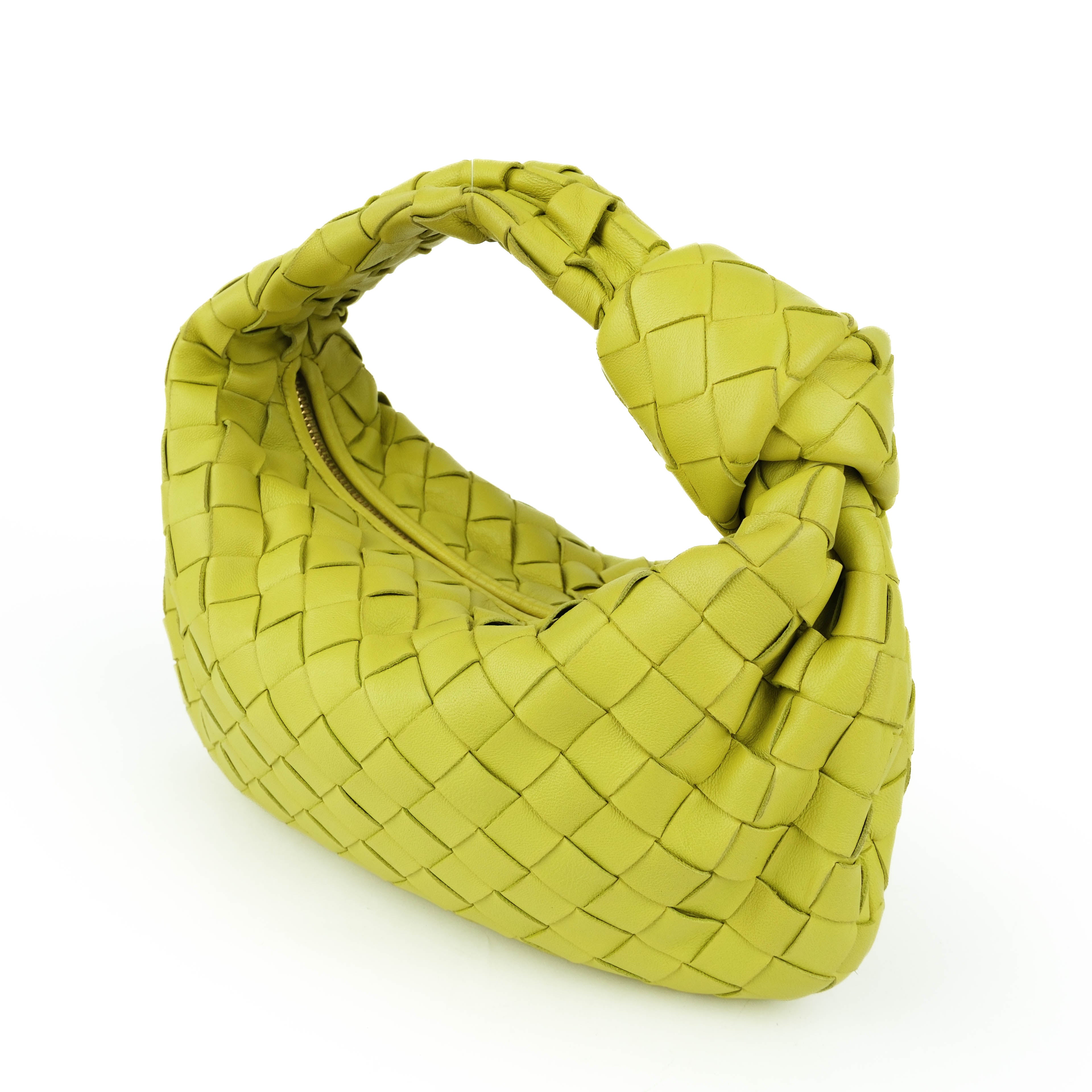 Bottega Veneta Mini Jodie Bag 72750 Intrecciato Leather Handbag Yellow-Green