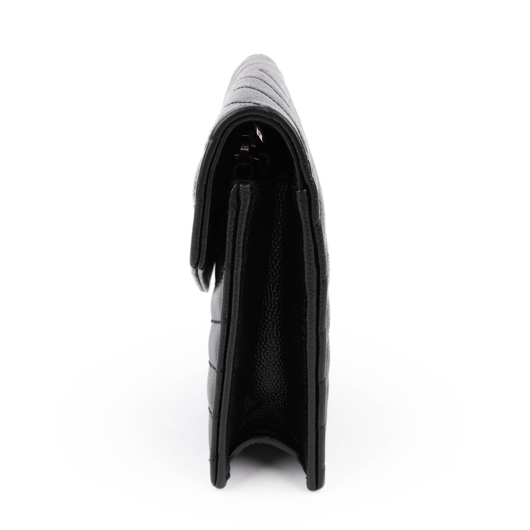 Yves Saint Laurent Vintage Cassandra Monogram Shoulder Bag - Black Leather Silver Logo