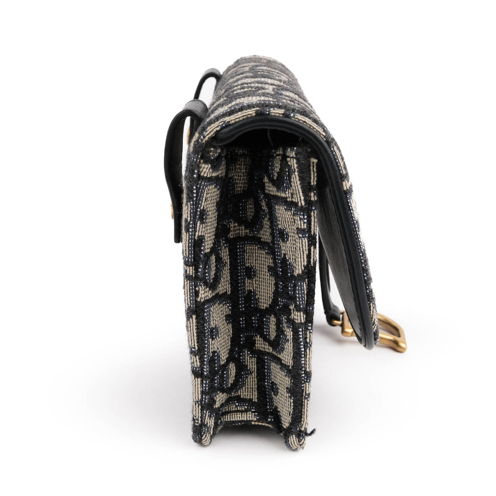 Dior Saddle Belt Pouch in Navy Oblique Jacquard with Aged Gold Hardware