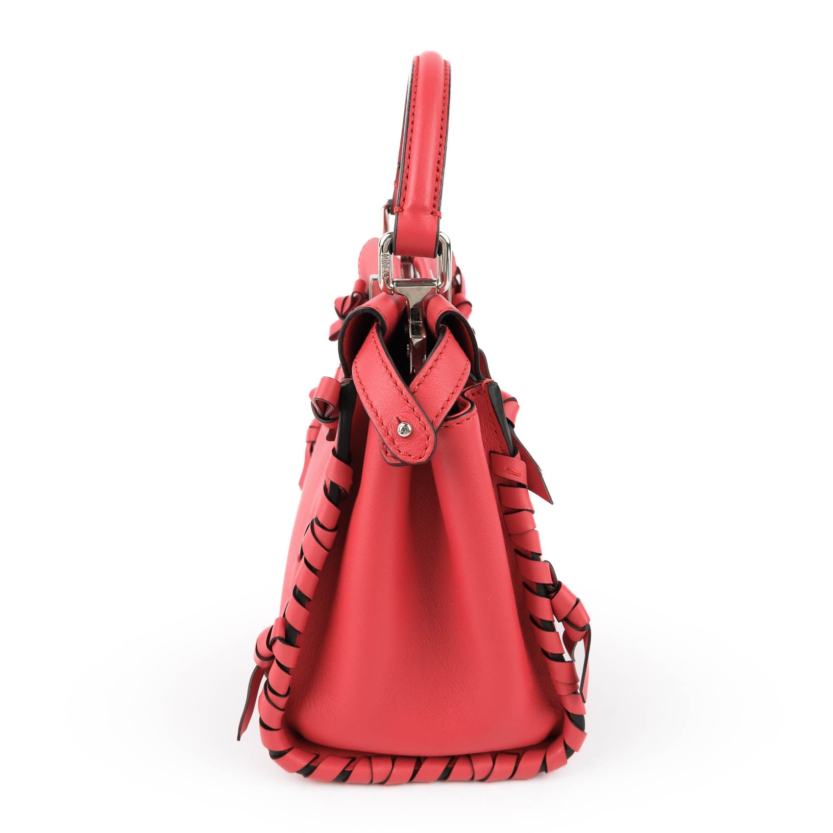 Fendi Mini Peekaboo Lace-Up Sides in Red Calfskin 8BN244