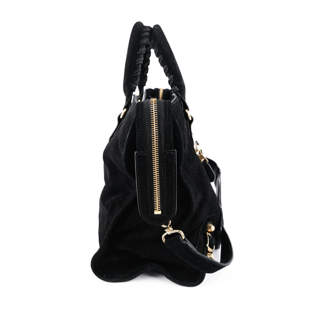 Balenciaga Giant 12 Gold City Black Suede 2-Way 281770 D94JG 1000
