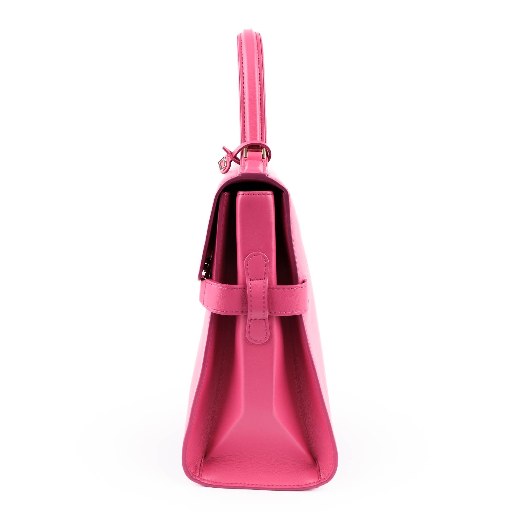 Delvaux Tempête GM Pink Leather 2‑Way Handbag with Mirror – Luxury Designer Tote