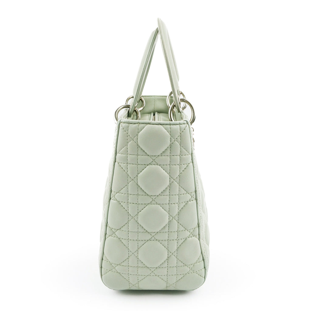 Christian Dior Lady Dior Medium Bag Cannage Lambskin Light Green Leather