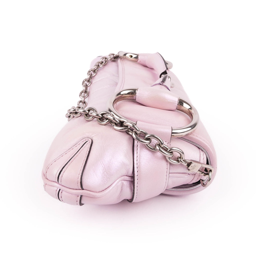 Gucci Metallic Purple Quilted Leather Large Horsebit Chain Bag with Silver Hardware