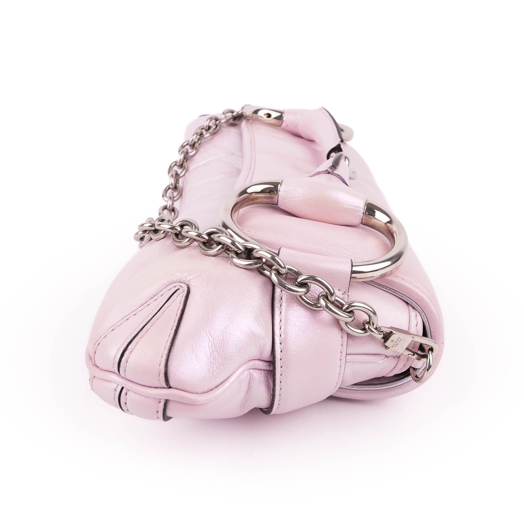 Gucci Metallic Purple Quilted Leather Large Horsebit Chain Bag with Silver Hardware