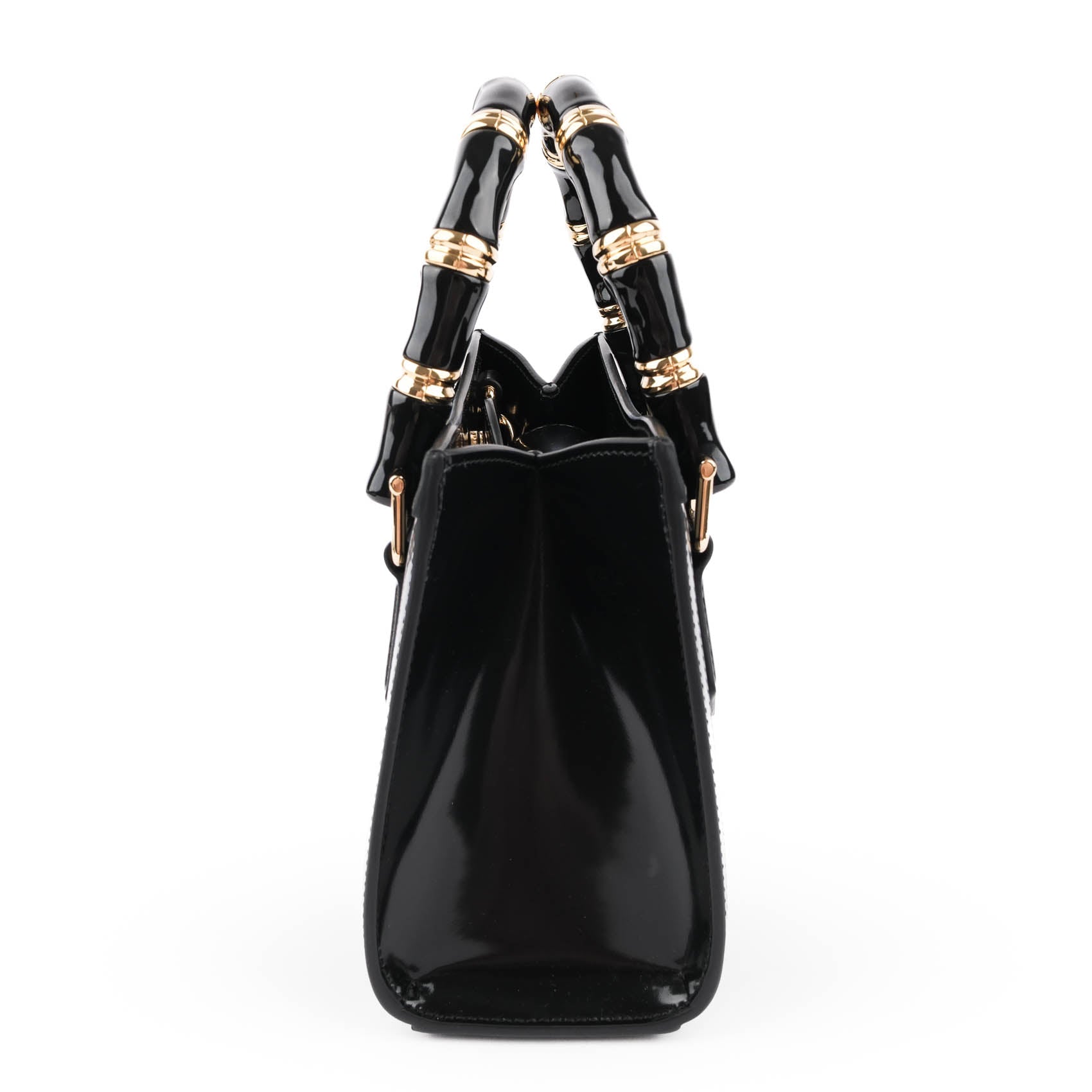 Gucci Diana Mini Bag – Black Patent Leather & Leather Handles