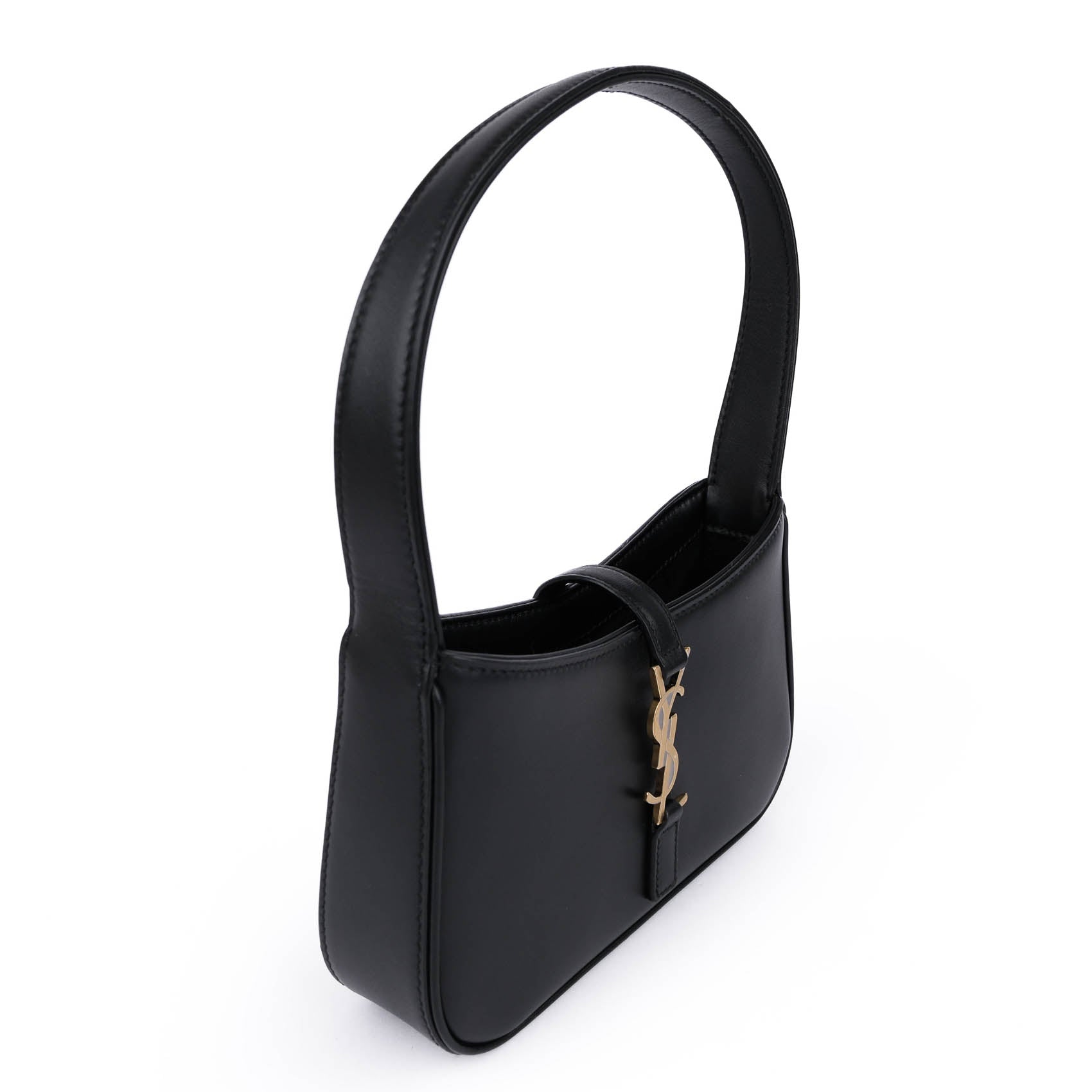 Saint Laurent Le 5 à 7 Small Hobo Bag Smooth Leather Black Gold Hardware 710318
