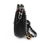 CHANEL 19 Small Zip Chain Shoulder Bag Black Lambskin Mixed Metal Hardware Full Set